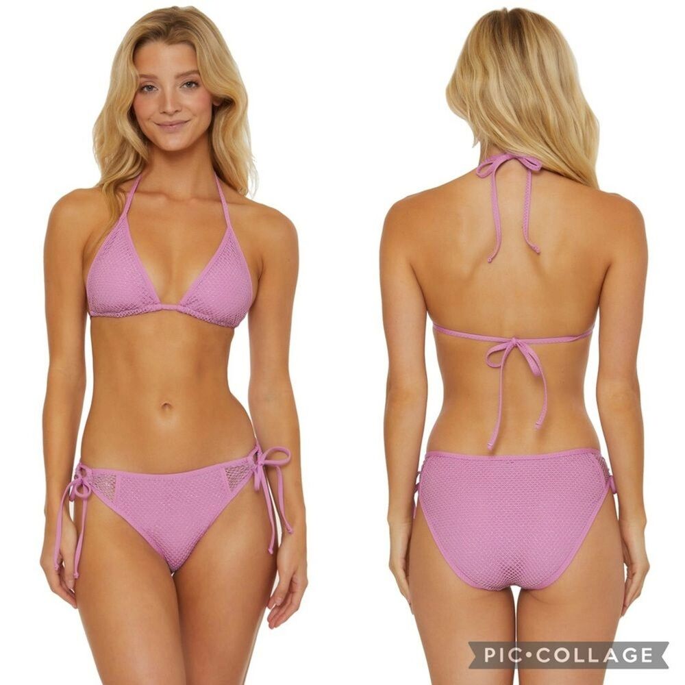 NWT Becca Malva Network Triangle Top and Tie Hipster Bikini Bottom Size Small